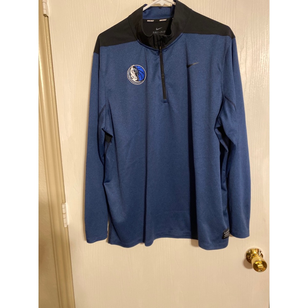 Nike Golf Dallas Mavericks Dri-FIT 1/4 Zip Pullover Blue Black XL 0431